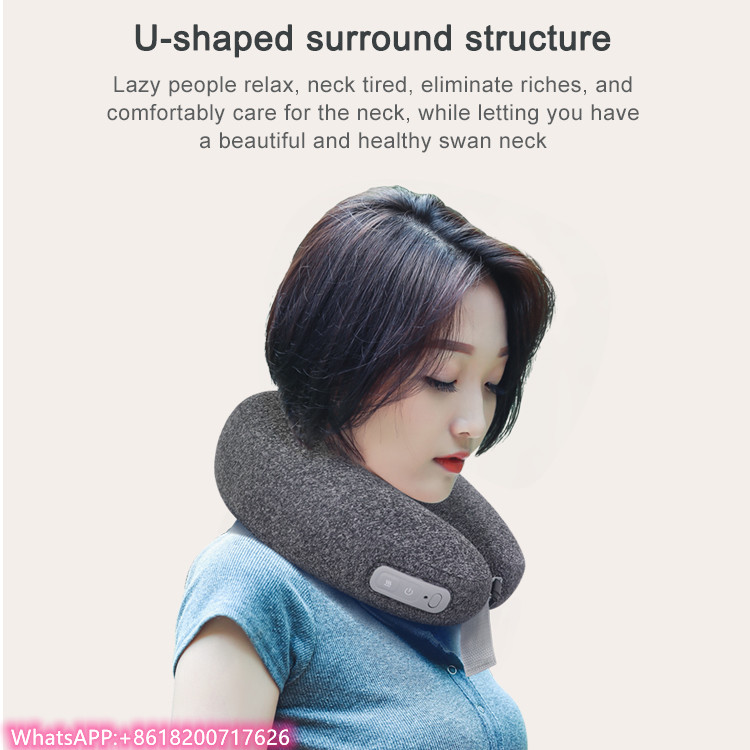 100% Pure Memory Foam U Shape Travel Support Custom Camping Cervical Neck Pillow Travel Kit Airplane Pillow with Phone Bag Pillow Neck Massager