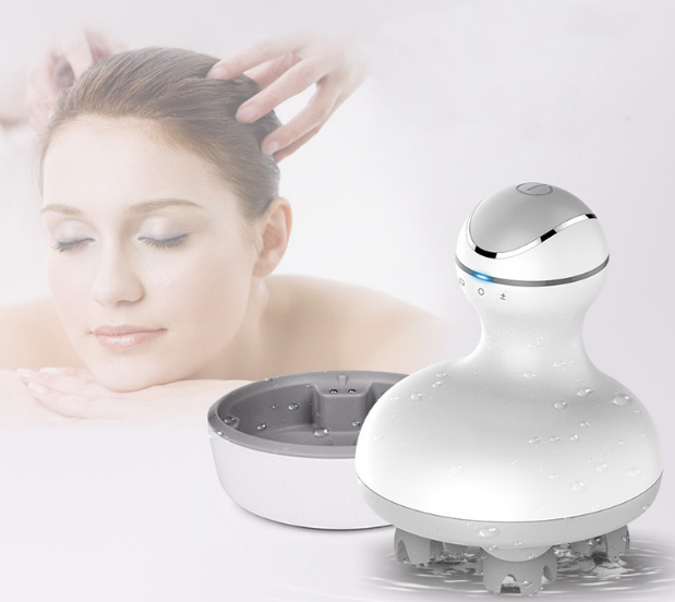 Electric Scalp Massager with 4 Replacement Tissue Kneading Nodes Gifts Idea Stress Release head massager vibrating