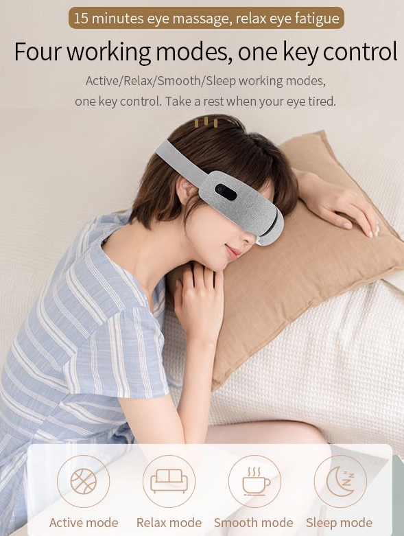 Air Pressure Electric Portable Shiatsu Eye Massager Bluetooth for Dry Eyes Eyestrain Temple Headaches Fatigue Relief 